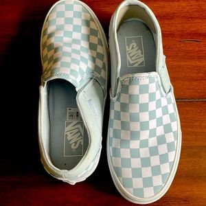 Light blue checkered Vans